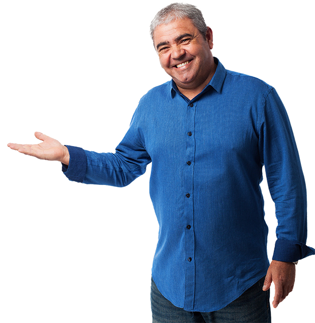 Comerciante de camisa azul
