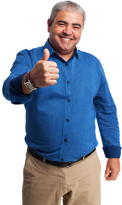 Comerciante de camisa azul
